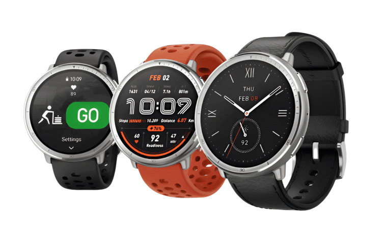 3 รุ่น สีดำ 2 เรือน และสีส้มเข้ม 1 เรือน แสดงตัวเรือนและสายทันสมัย