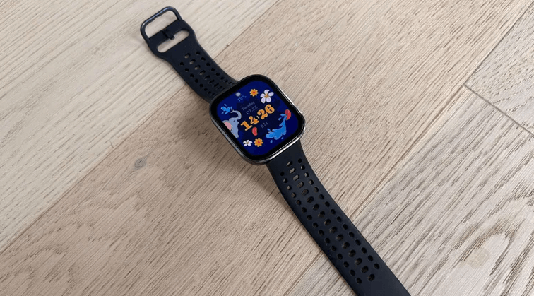 Bip 6 แบบเต็มตัว แสดงดีไซน์ทันสมัย หน้าจอ AMOLED สีสดใส และสายซิลิโคนสวมใส่สบาย เหมาะกับการติดตามสุขภาพและกิจกรรมทุกวัน