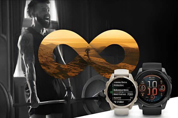 ชายในโรงยิมยกเวท พร้อมกับนาฬิกาอัจฉริยะ Garmin รุ่นยอดนิยมสำหรับสุขภาพและฟิตเนส