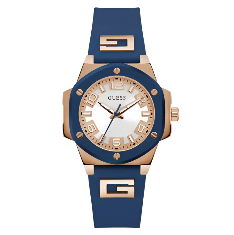 นาฬิกา G-Hype สายสีน้ำเงิน หน้าปัดสีเงิน ตัวเรือนสีทอง-น้ำเงิน ดีไซน์ทันสมัย เหมาะกับการใส่ทุกวันและเป็นของขวัญ